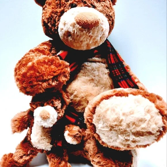 Stuffed Brown Gund  Bear Plush with scarf  Heads and Tales 23" Toy Collectible - Picture 3 of 7